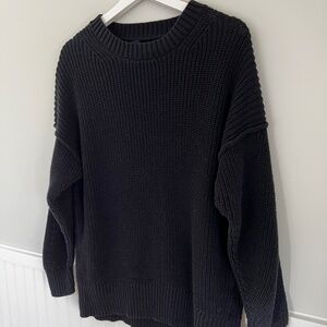 Black Cotton Pullover Sweater